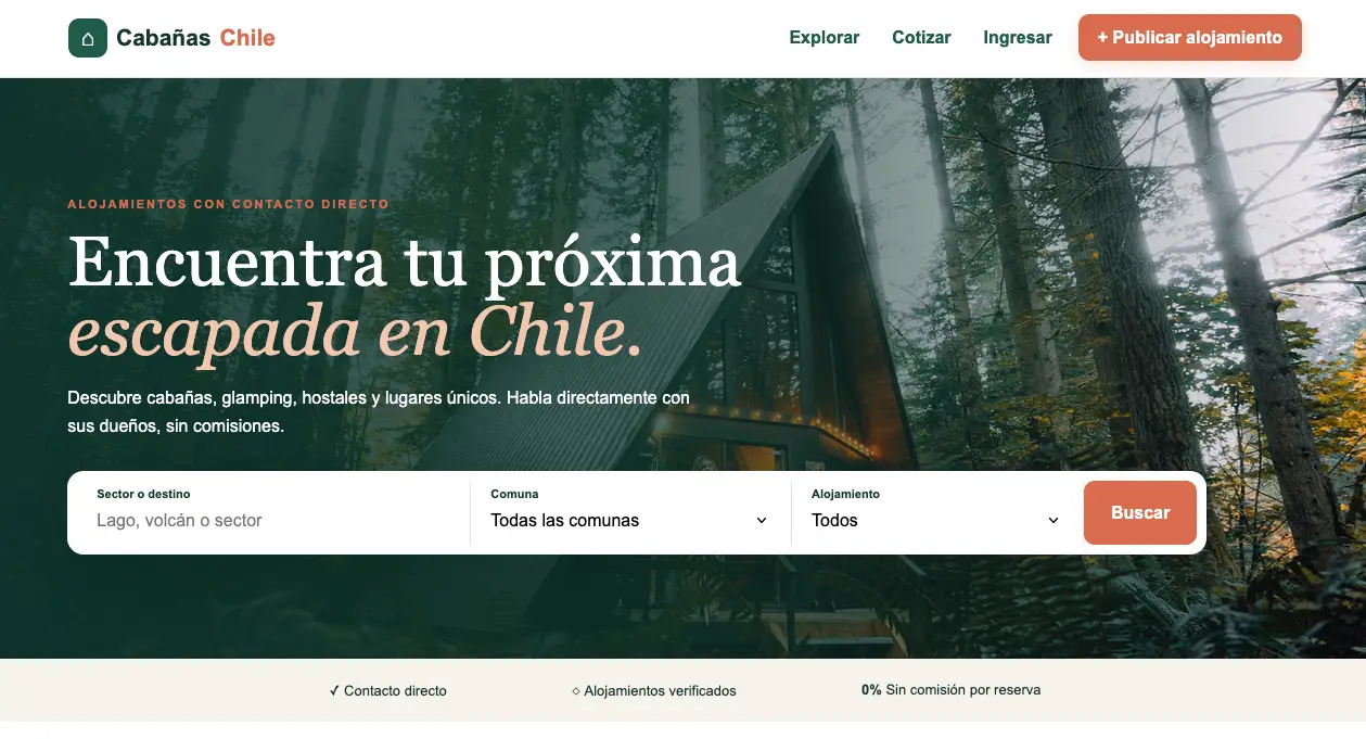 Screenshot de Cabañas Chile